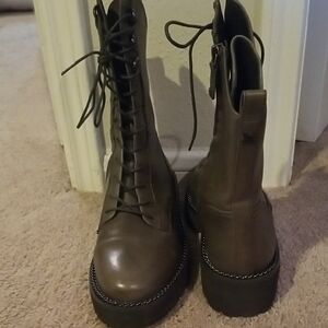 Sam Edelman Brown Combat Moto Boots with Chunky Sole